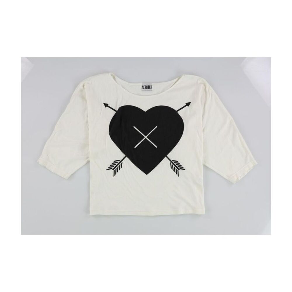 Scratch Womens Heart And Arrow Graphic T-Shirt, Off-White, S, DM